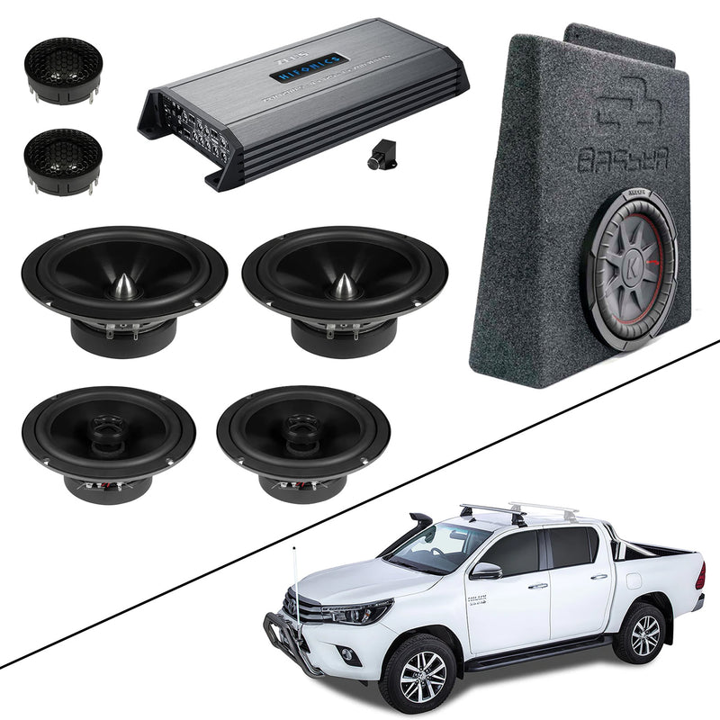 Toyota Hilux SR5 Dual Cab 2009-2023 - Speaker + Subwoofer + Amplifier Upgrade Kit